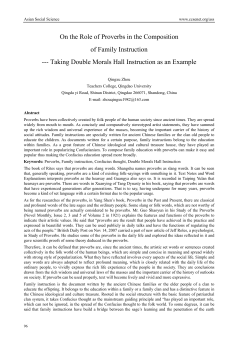 On the Role of Proverbs in the Composition of Family