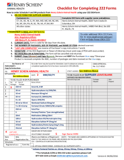 Sample DEA Form 222 - Henry Schein Animal Health