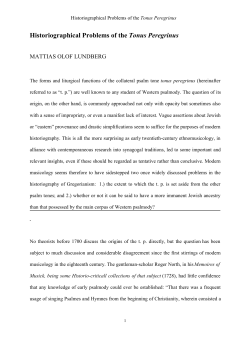 Historiographical Problems of the Tonus Peregrinus