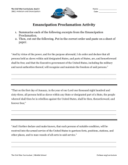 Emancipation Proclamation Activity and Essay