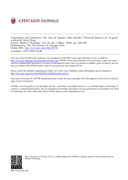 The Case of Captain John Smith`s "Generall Historie of Virginia"
