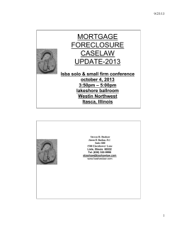 Mortgage Foreclosure Case Law Solo Small Firm Confr 2013