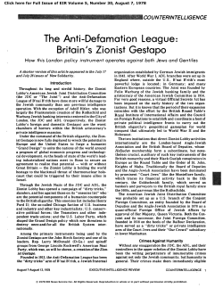 The Anti-Defamation League: Britain`s Zionist Gestapo