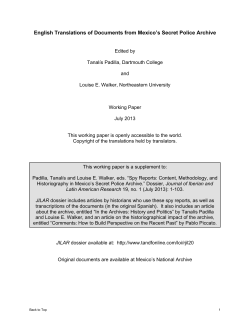 English Translations of Documents from Mexico`s Secret Police