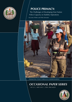 The Challenges Of Developing Host Nation Police Capacity On