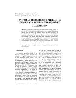 On Models. The Leadership Approach in Configuring the Human