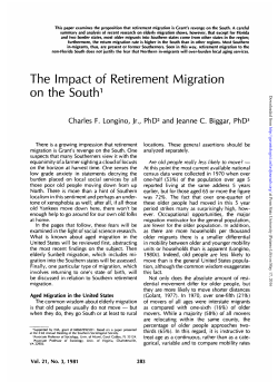 The Impact of Retirement Migration on the South - CiteSeerX