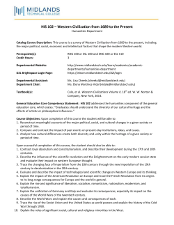 HIS 102 &ndash; Western Civilization from 1689 to the Present