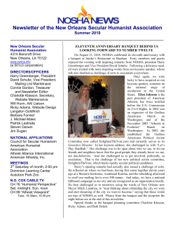 Newsletter of the New Orleans Secular Humanist Association
