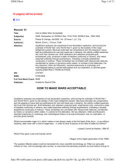 HOW TO MAKE WARS ACCEPTABLE