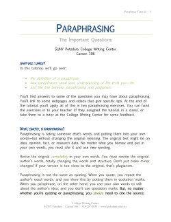 Paraphrasing - SUNY Potsdam