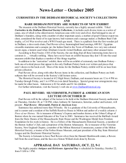 October 2005 - Dedham Historical Society