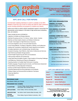 HiPC 2016 CALL FOR PAPERS