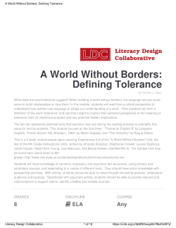 A World Without Borders: Defining Tolerance