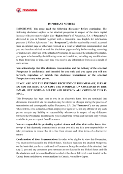 IMPORTANT NOTICES IMPORTANT: You must read