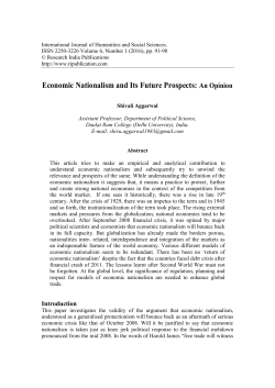 Economic Nationalism and Its Future Prospects: An Opinion