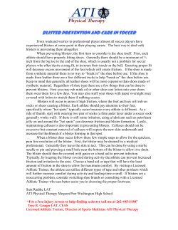 Blister Prevention and Care in Soccer