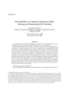 Price Stability as a Target for Monetary Policy: Defining