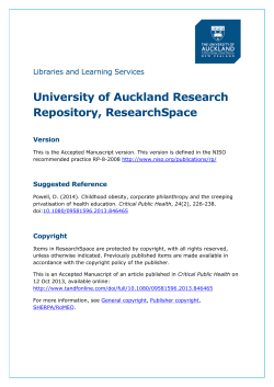 Childhood obesity - ResearchSpace@Auckland