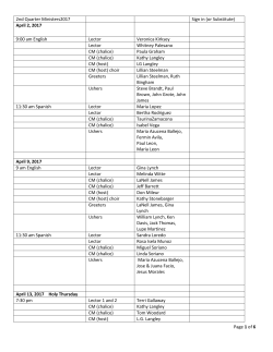 2nd Quarter Ministry Schedule - Holy Name of Jesus Catholic Church