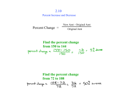 Percent Change = Find the percent change from 150 to 144 Find the