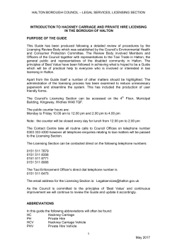 User Guide to Taxi Licensing in Halton