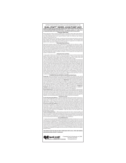 Pump Jack Model #2200 Instructional Label