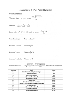 Intermediate 2 - Past Paper Questions
