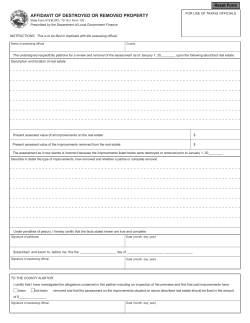 AFFIDAVIT OF DESTROYED OR REMOVED PROPERTY