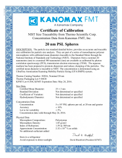 NANOSPHERE SIZE STANDARDS NIST Traceable Mean Diameter
