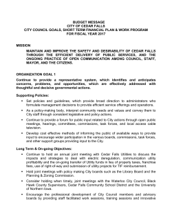 City Council`s goals - City of Cedar Falls