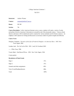 College American Literature 1 Fall 2011 Instructor: Andrew Warner