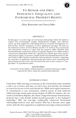 TO HONOUR AND OBEY: EFFICIENCY, INEQUALITY AND