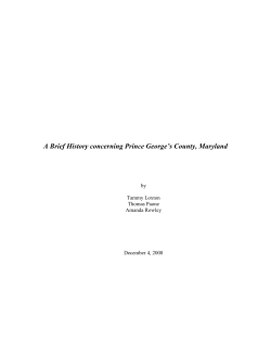 A Brief History concerning Prince George`s County, Maryland