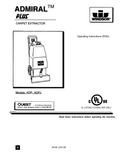 CARPET EXTRACTOR Models: ADP, ADPJ