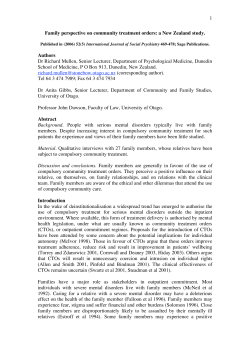 1 Family perspective on community treatment orders: a New