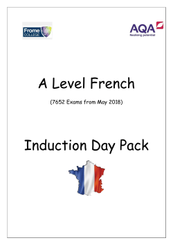 French Summer Assignment A Level