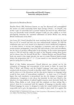 6 Censorship and Orwell`s Legacy Interview with Jean Seaton