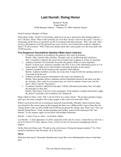 Last Hurrah: Doing Honor - Association of College Honor Societies