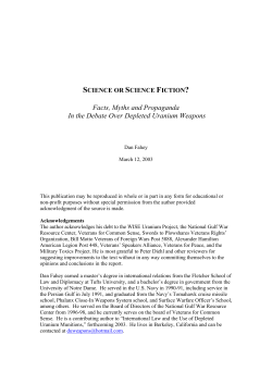 Facts, Myths and Propaganda In the Debate Over Depleted Uranium