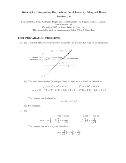 Week #4 - Interpreting Derivatives, Local Linearity, Marginal Rates