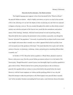 Brittany Christensen Mussolini the Revolutionary: The