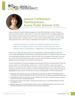 Jessica Cuthbertson: Teacherpreneur, Aurora Public Schools (CO)