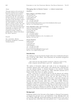 Managing Dust in Historic Houses &ndash; A Visitor