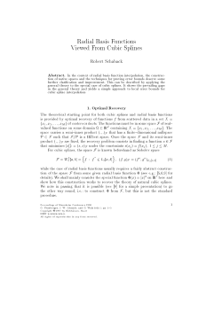 Radial Basis Functions Viewed From Cubic Splines