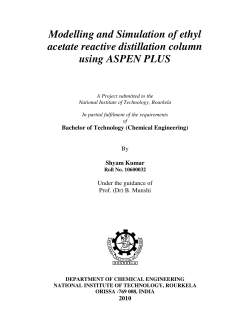 Modelling and Simulation of ethyl acetate reactive