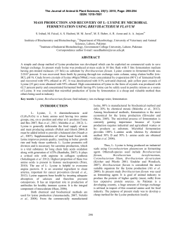 mass production and recovery of l- lysine by microbial fermentation