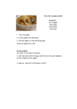 THE APPLE CRUMBLE RECIPE Ingredients : 4 or 5 apples 125 g