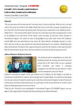 International Program e-Bulletin Faculty of Economics
