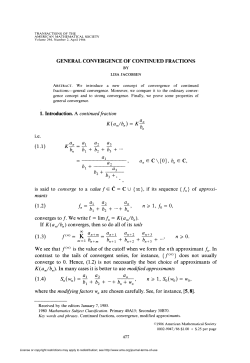 GENERAL CONVERGENCE OF CONTINUED FRACTIONS i.e. (1.1